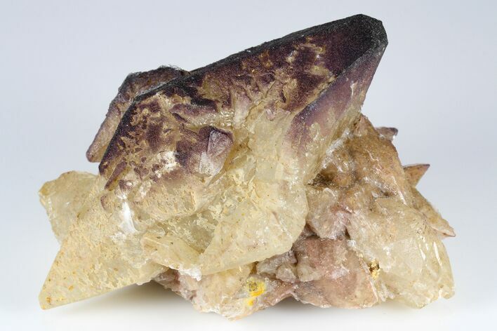 Calcite Crystal Cluster with Purple Fluorite (New Find) - China #177676